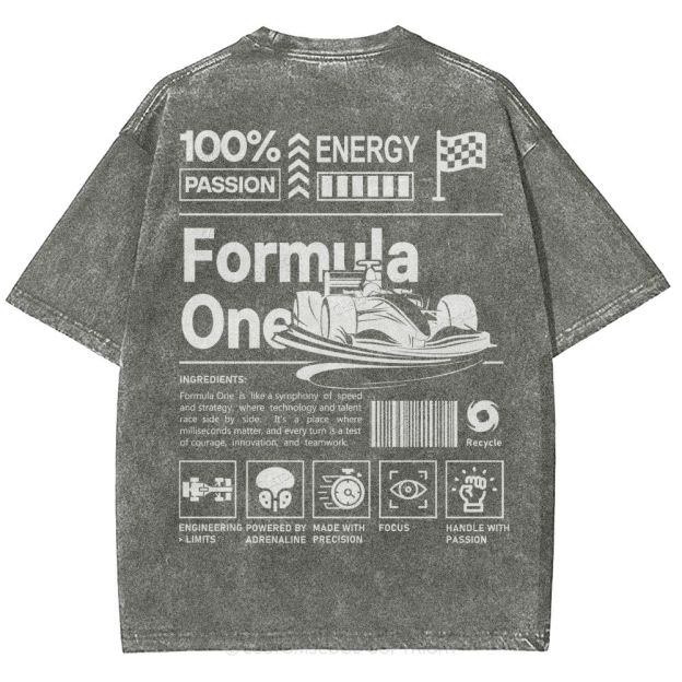 Formula One F1 Unisex Fit Washed T-Shirt Customscool
