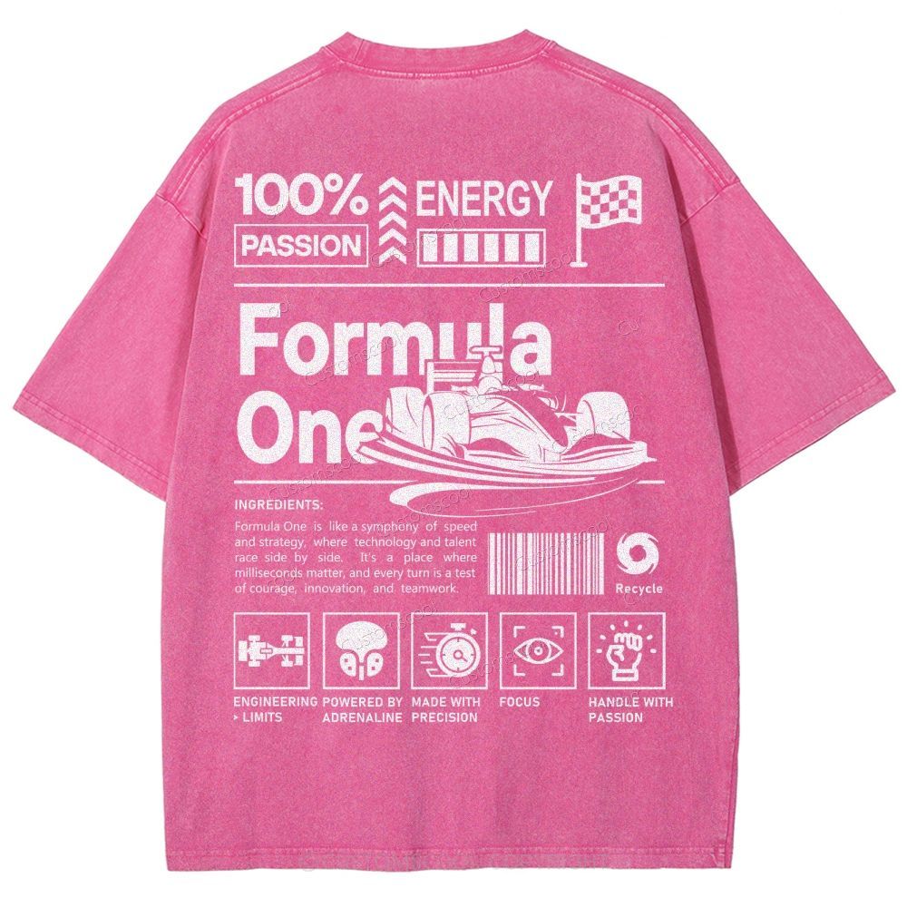 Formula One F1 Unisex Fit Washed T-Shirt Customscool
