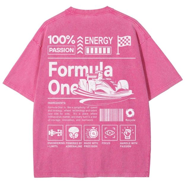 Formula One F1 Unisex Fit Washed T-Shirt Customscool