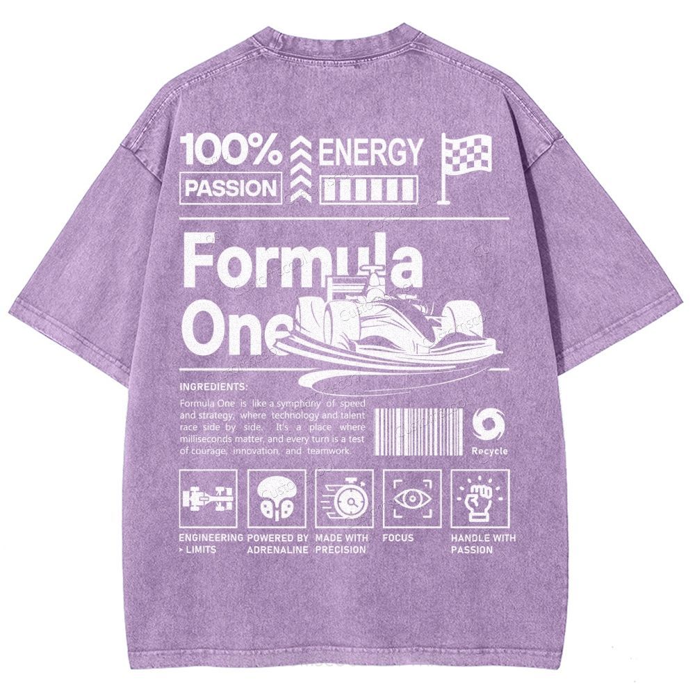 Formula One F1 Unisex Fit Washed T-Shirt Customscool
