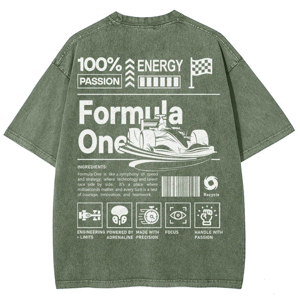 Formula One F1 Unisex Fit Washed T-Shirt Customscool