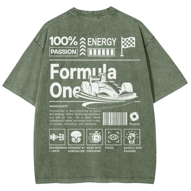 Formula One F1 Unisex Fit Washed T-Shirt Customscool