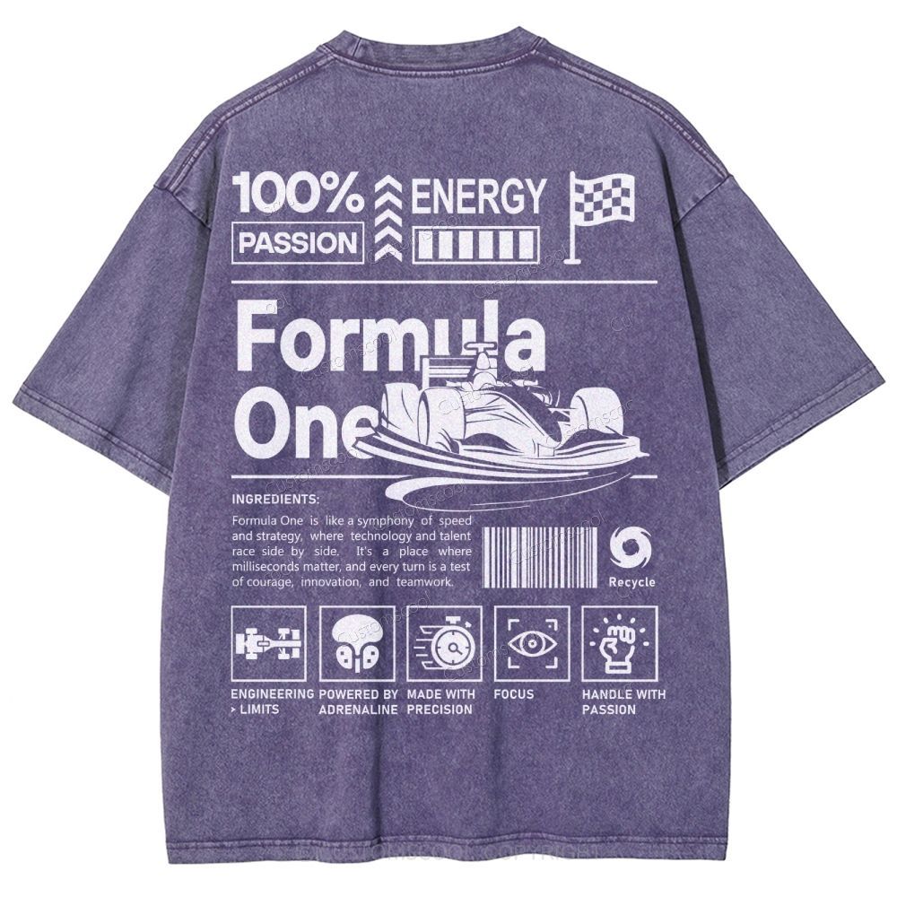Formula One F1 Unisex Fit Washed T-Shirt Customscool