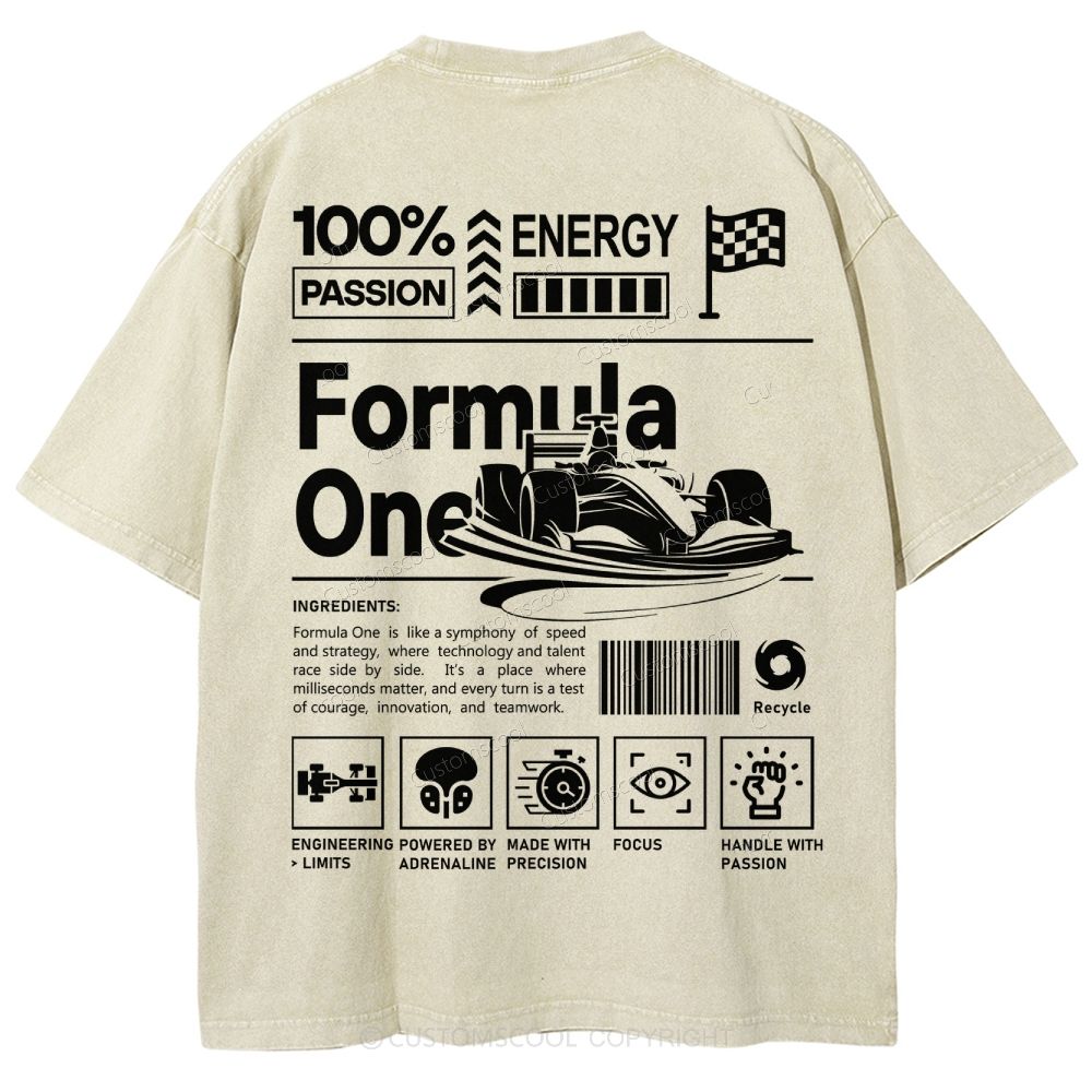 Formula One F1 Unisex Fit Washed T-Shirt Customscool