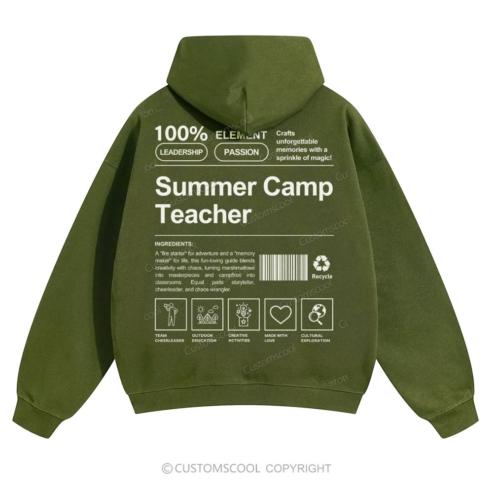 Summer Camp Teacher Solid Color Hoodie