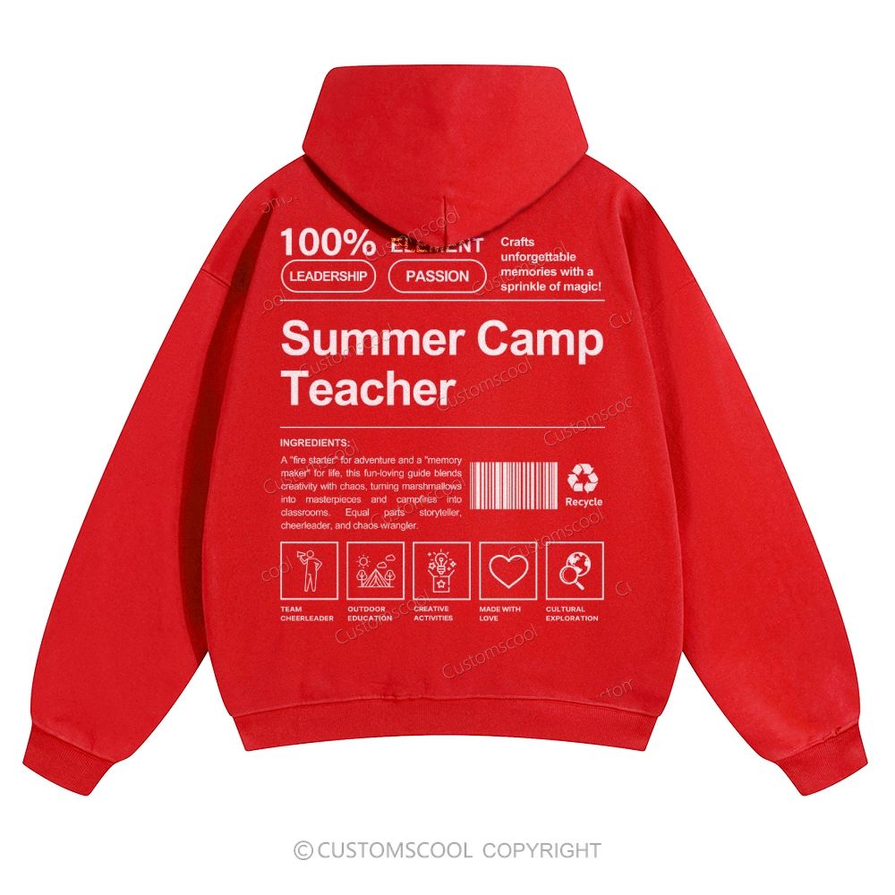 Summer Camp Teacher Solid Color Hoodie