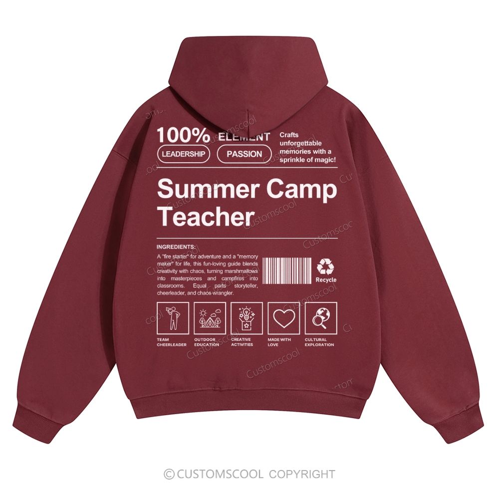 Summer Camp Teacher Solid Color Hoodie