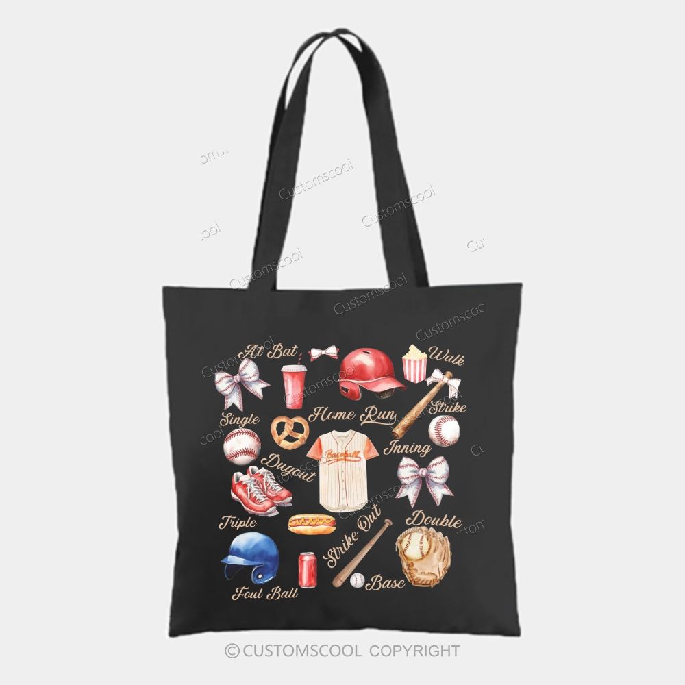 Baseball Bow Tote Bag Customscool