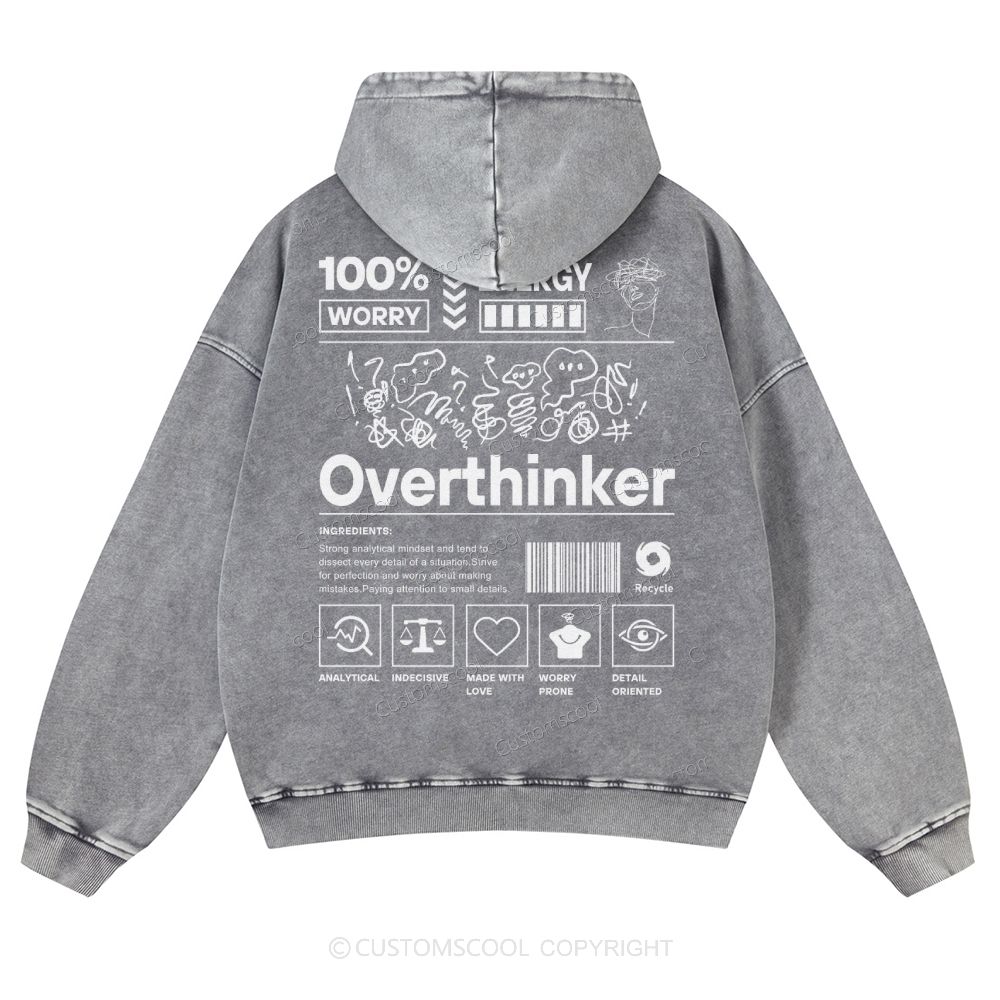 Overthinker Casual Washed Hoodie