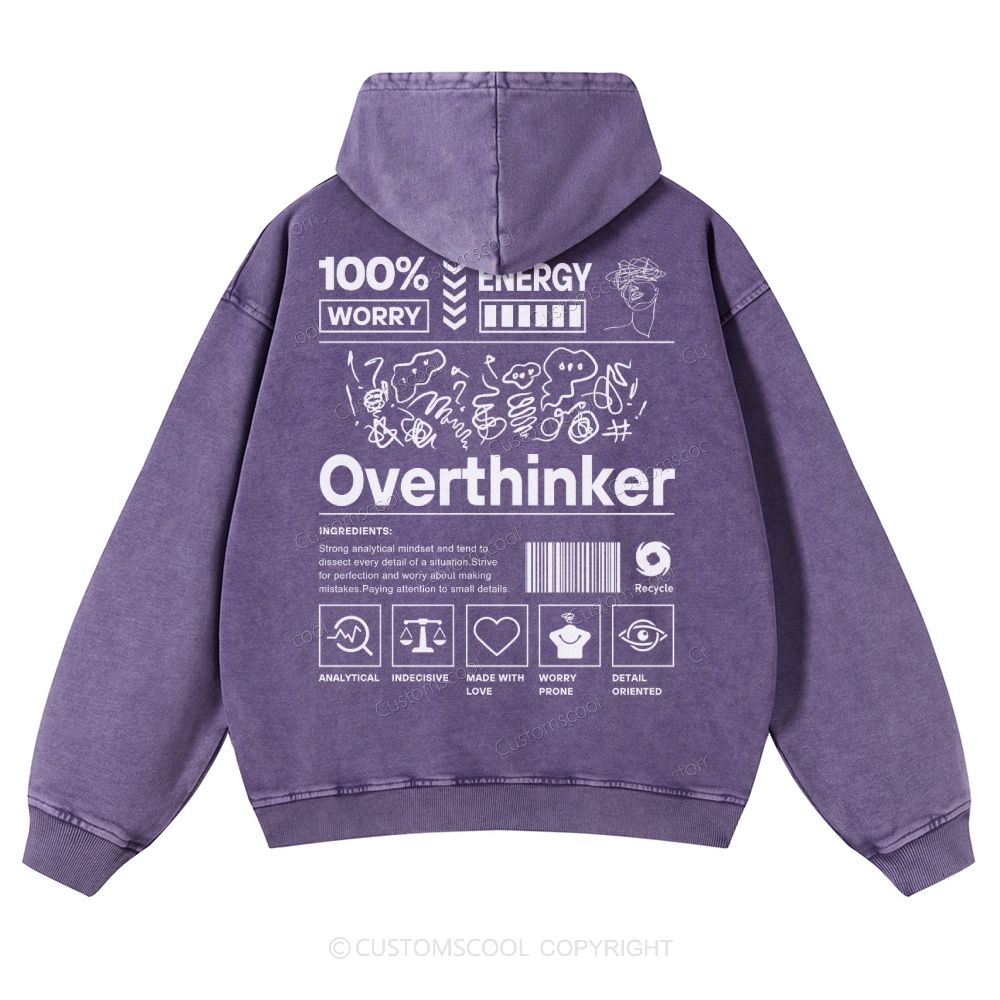Overthinker Casual Washed Hoodie
