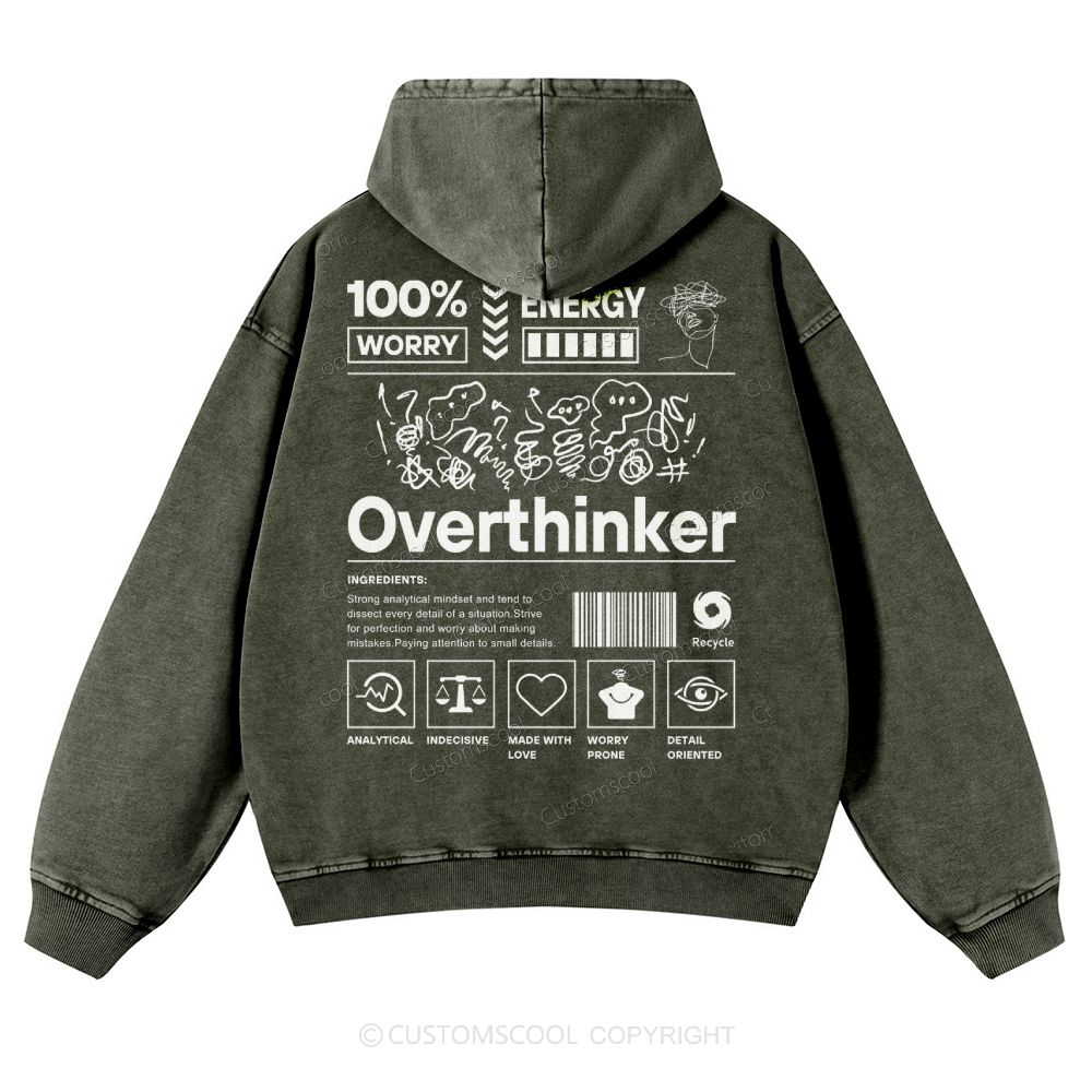 Overthinker Casual Washed Hoodie