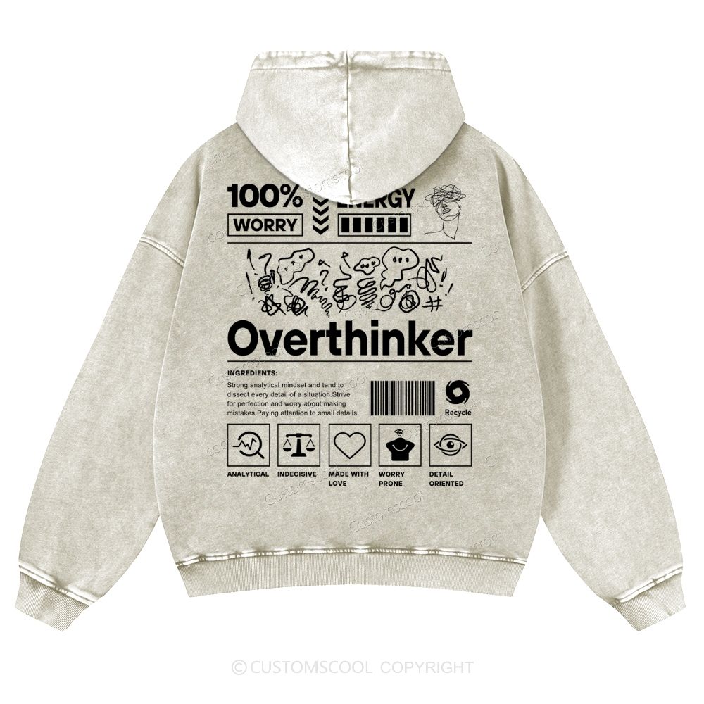 Overthinker Casual Washed Hoodie