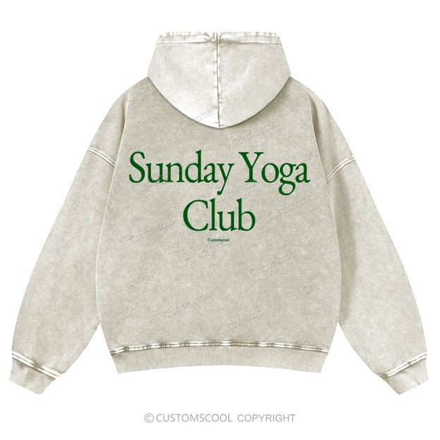Sunday Yoga Club Casual Washed Hoodie Customscool