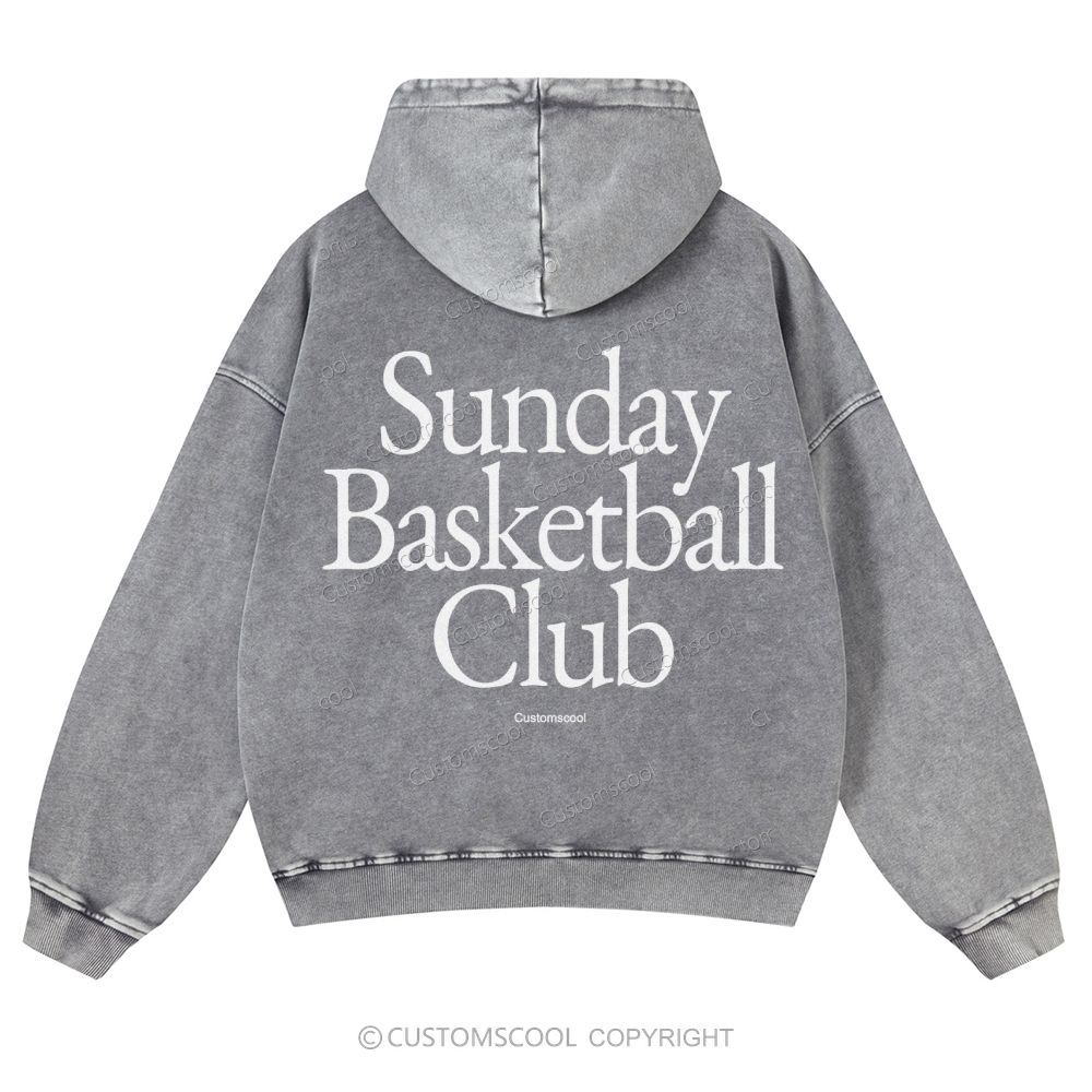 Sunday Basketball Club Casual Washed Hoodie Customscool