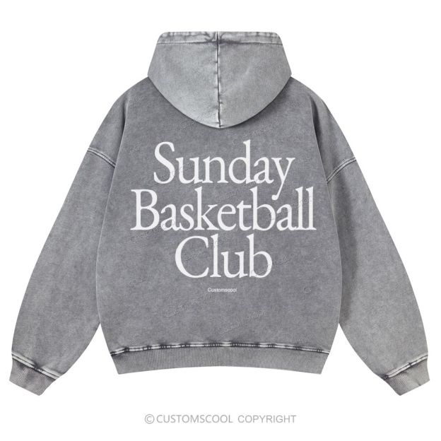Sunday Basketball Club Casual Washed Hoodie Customscool