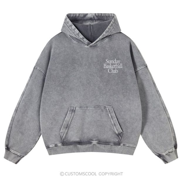 Sunday Basketball Club Casual Washed Hoodie Customscool