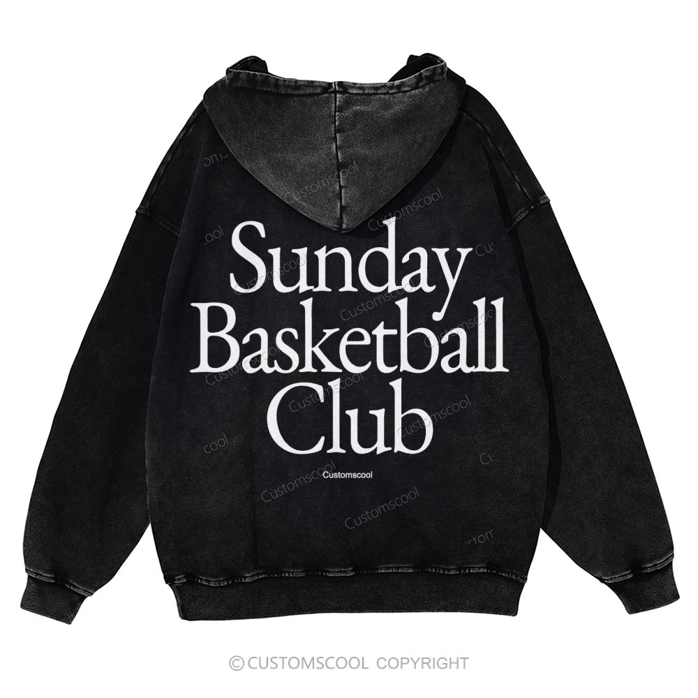 Sunday Basketball Club Casual Washed Hoodie Customscool