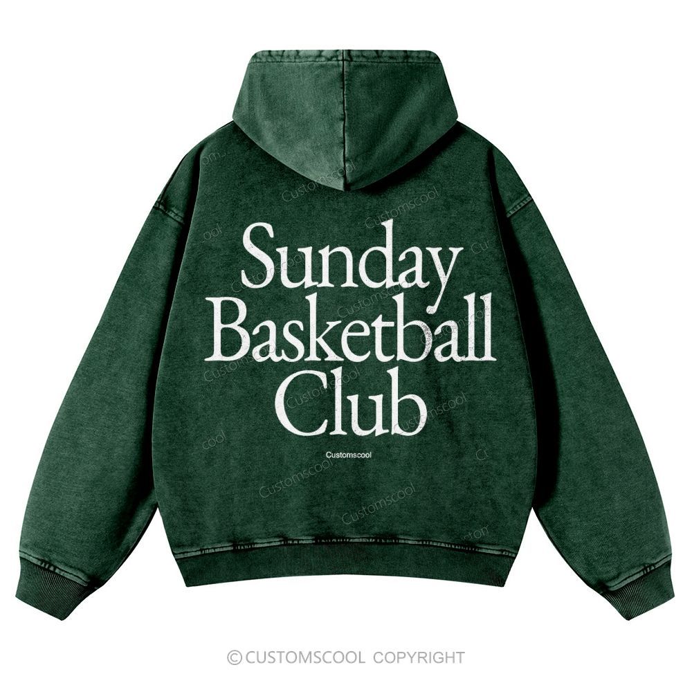 Sunday Basketball Club Casual Washed Hoodie Customscool