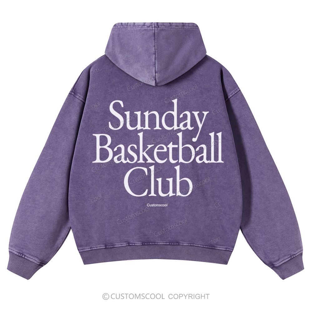Sunday Basketball Club Casual Washed Hoodie Customscool