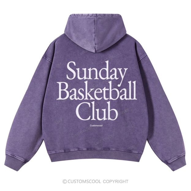 Sunday Basketball Club Casual Washed Hoodie Customscool