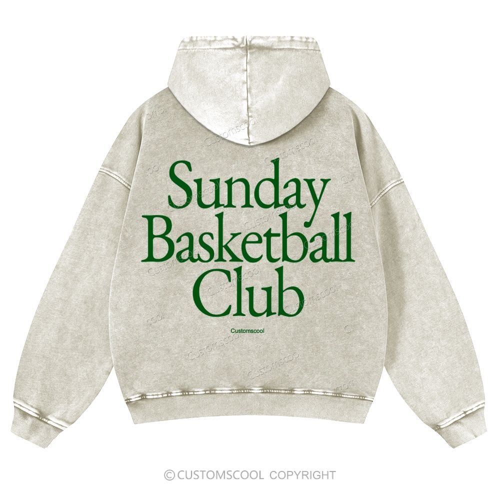 Sunday Basketball Club Casual Washed Hoodie Customscool