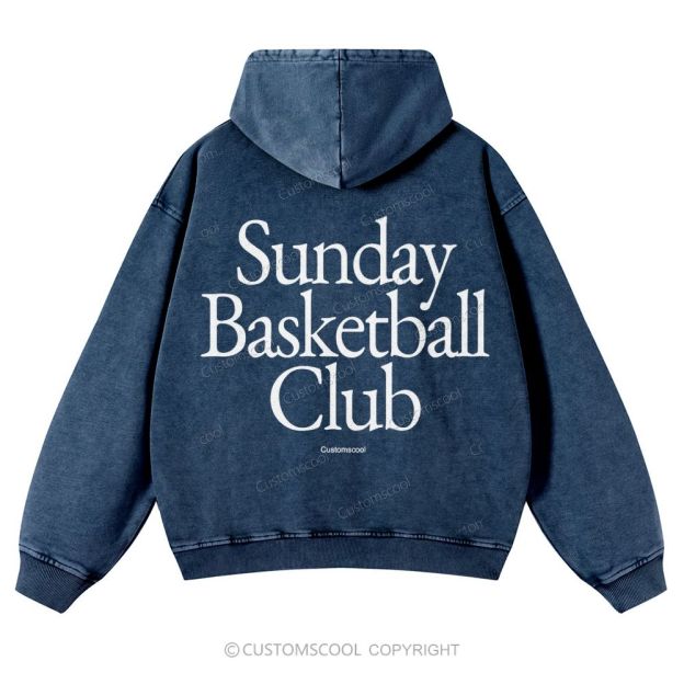 Sunday Basketball Club Casual Washed Hoodie Customscool