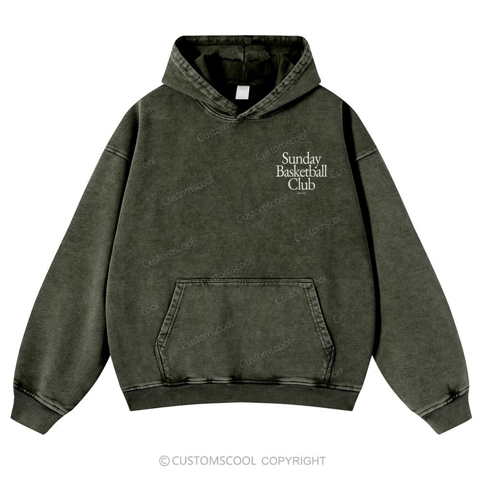 Sunday Basketball Club Casual Washed Hoodie Customscool