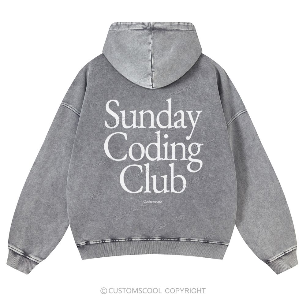 Sunday Coding Club Casual Washed Hoodie Customscool