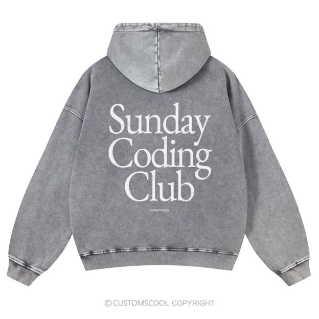 Sunday Coding Club Casual Washed Hoodie Customscool