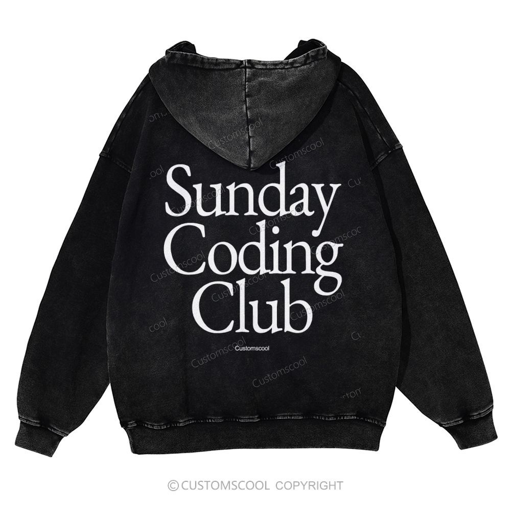 Sunday Coding Club Casual Washed Hoodie Customscool