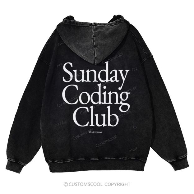Sunday Coding Club Casual Washed Hoodie Customscool