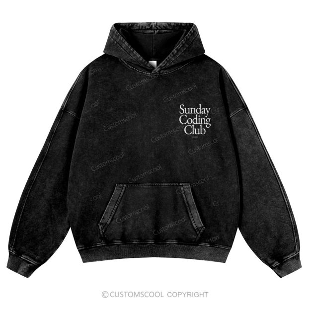 Sunday Coding Club Casual Washed Hoodie Customscool