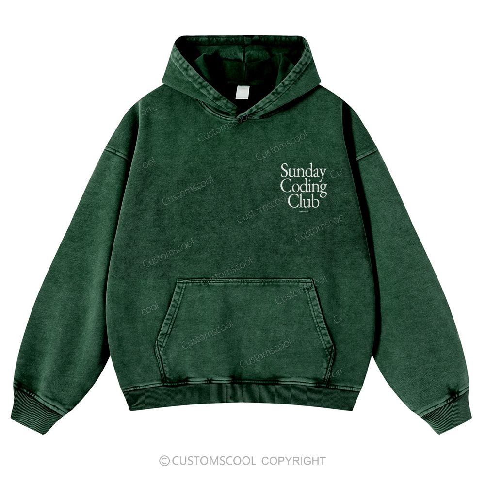 Sunday Coding Club Casual Washed Hoodie Customscool
