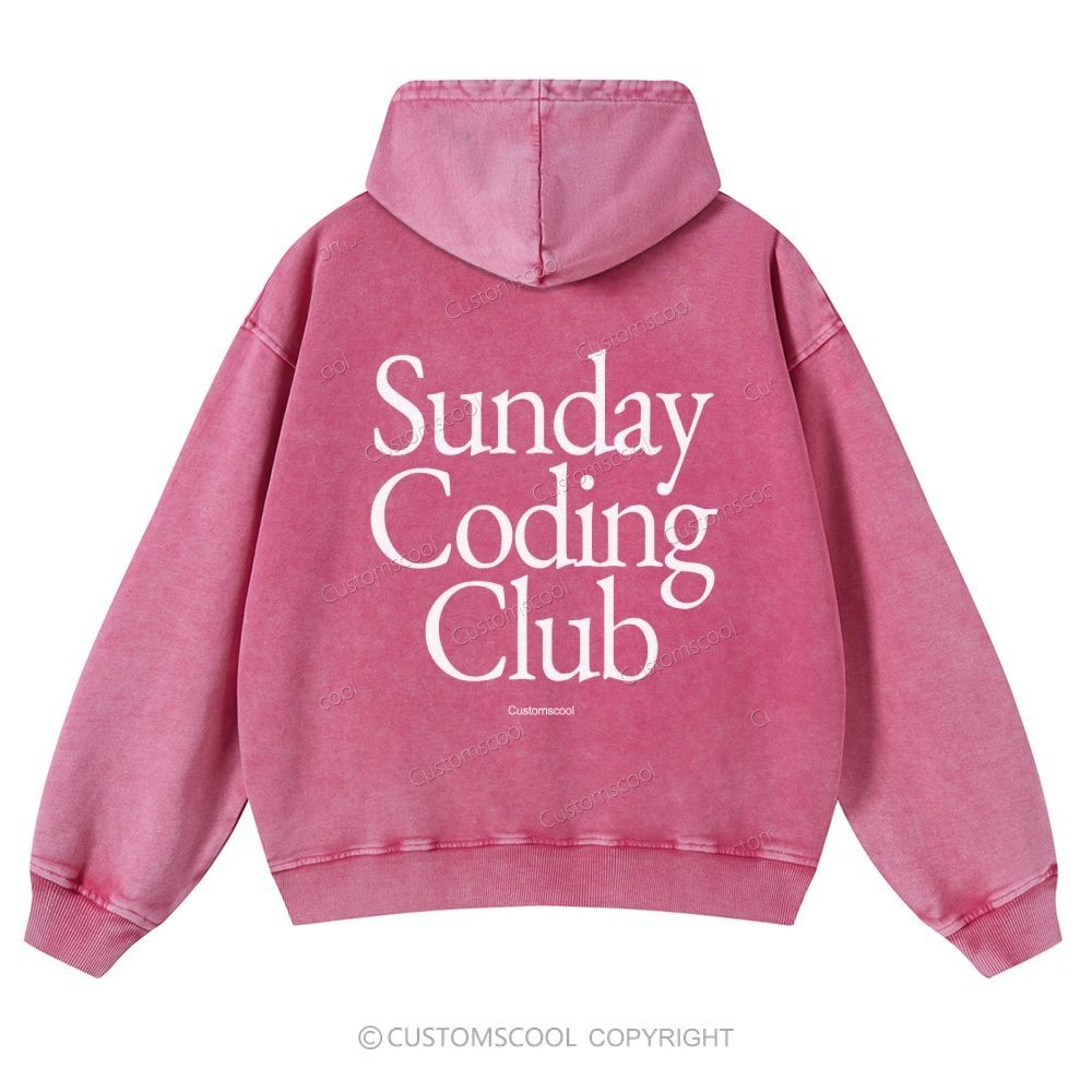 Sunday Coding Club Casual Washed Hoodie Customscool