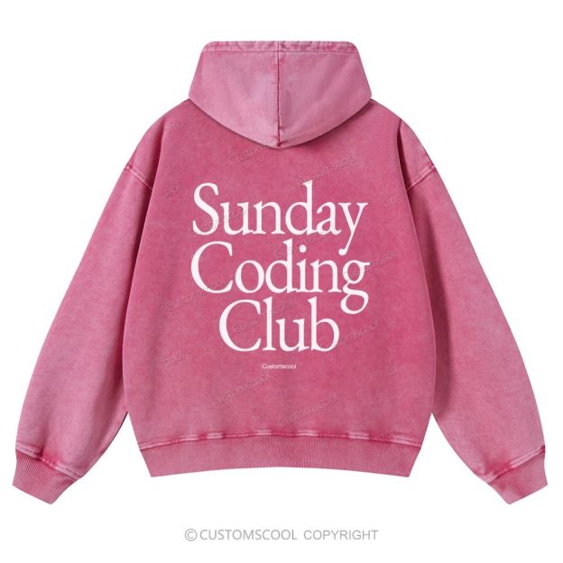 Sunday Coding Club Casual Washed Hoodie Customscool