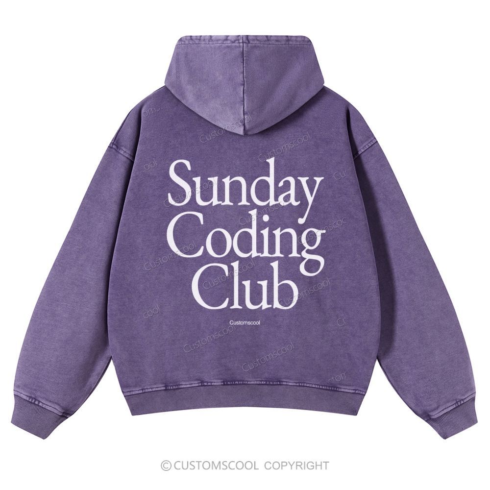 Sunday Coding Club Casual Washed Hoodie Customscool