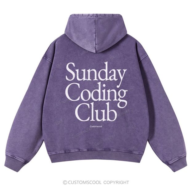 Sunday Coding Club Casual Washed Hoodie Customscool