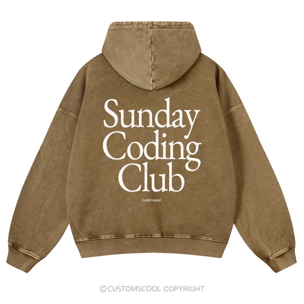 Sunday Coding Club Casual Washed Hoodie Customscool