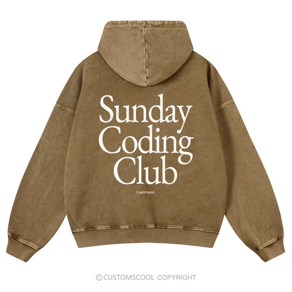 Sunday Coding Club Casual Washed Hoodie Customscool