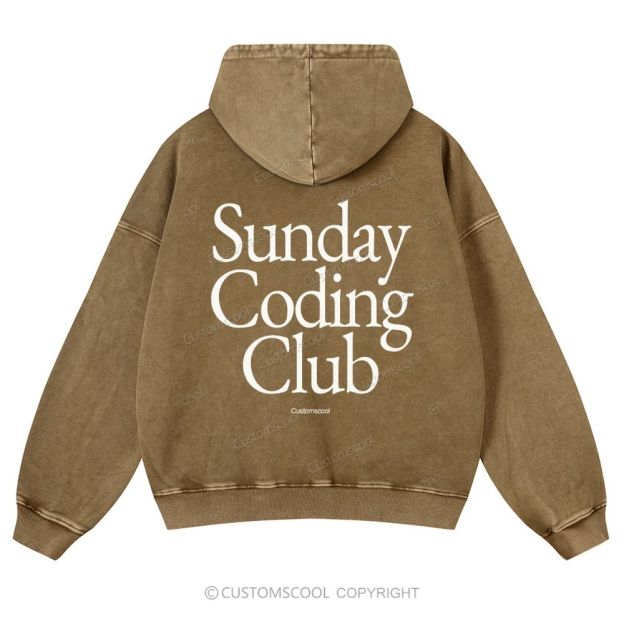 Sunday Coding Club Casual Washed Hoodie Customscool