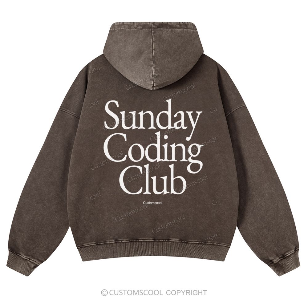 Sunday Coding Club Casual Washed Hoodie Customscool