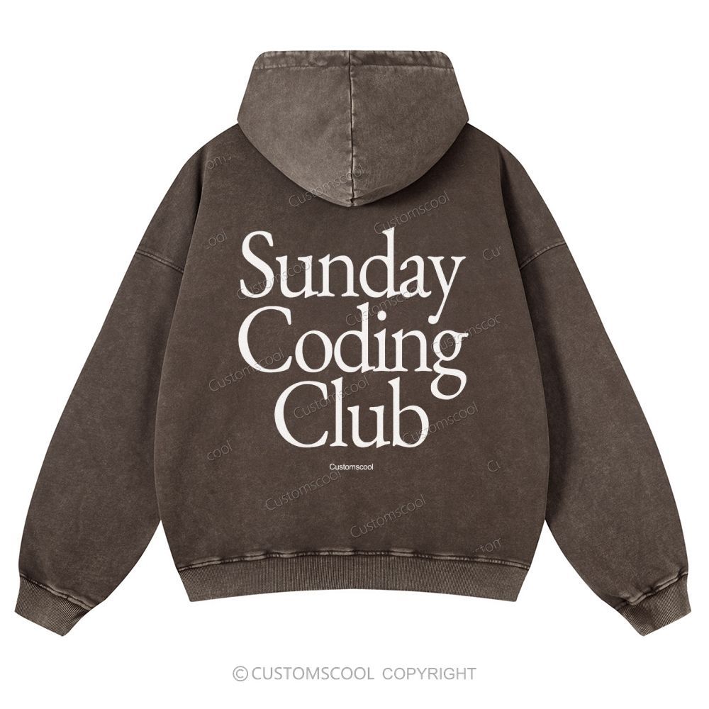 Sunday Coding Club Casual Washed Hoodie Customscool