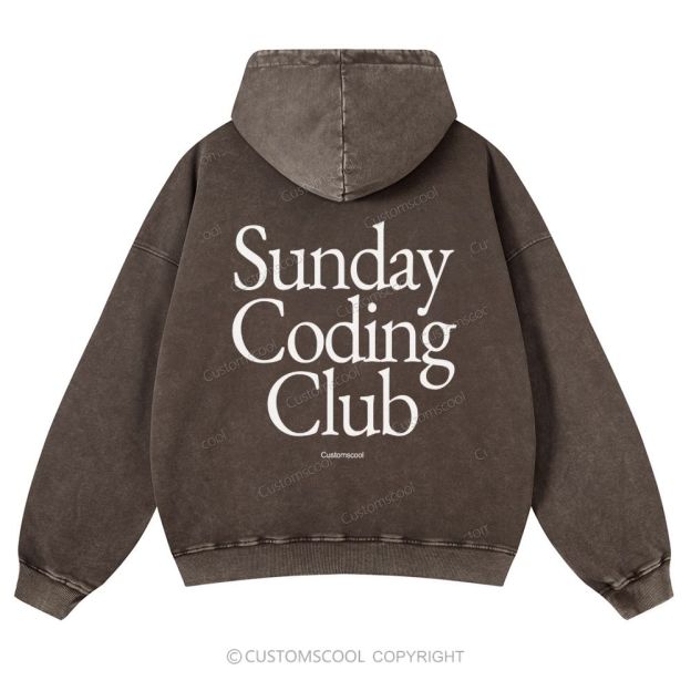 Sunday Coding Club Casual Washed Hoodie Customscool
