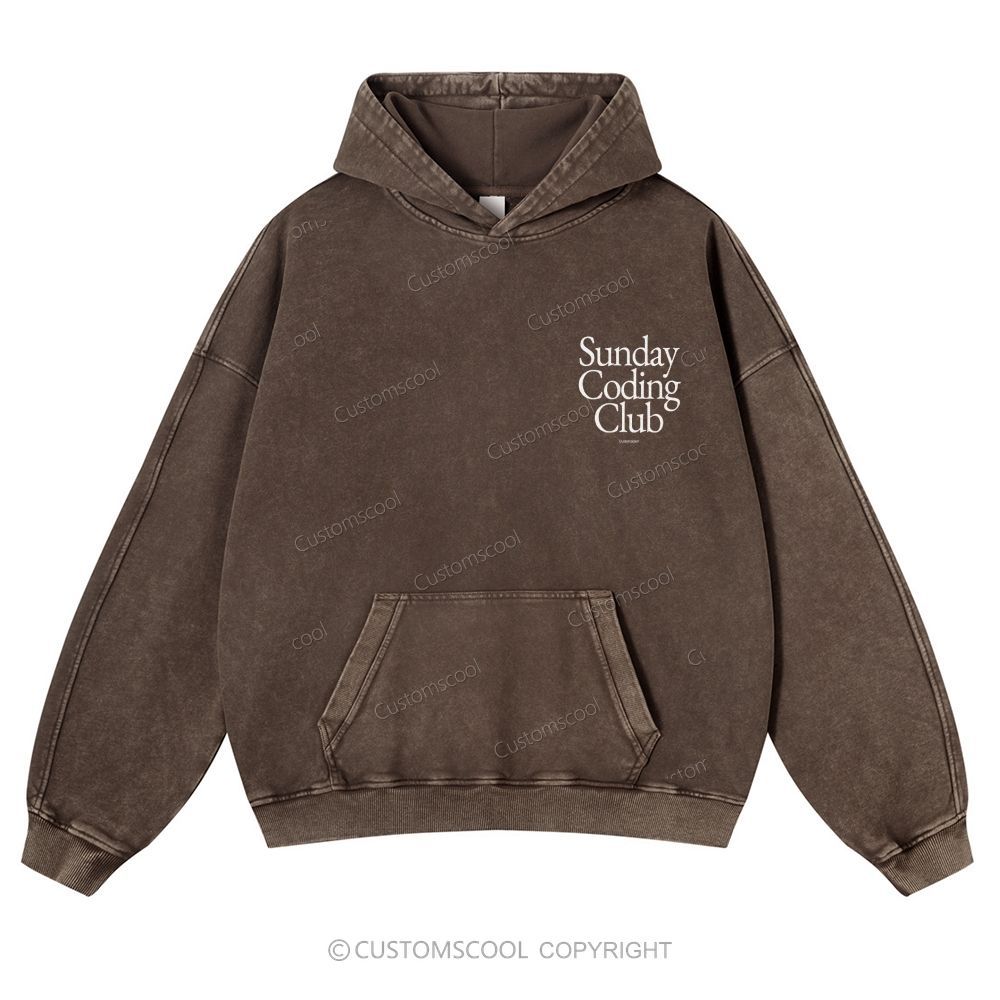 Sunday Coding Club Casual Washed Hoodie Customscool