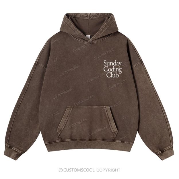 Sunday Coding Club Casual Washed Hoodie Customscool