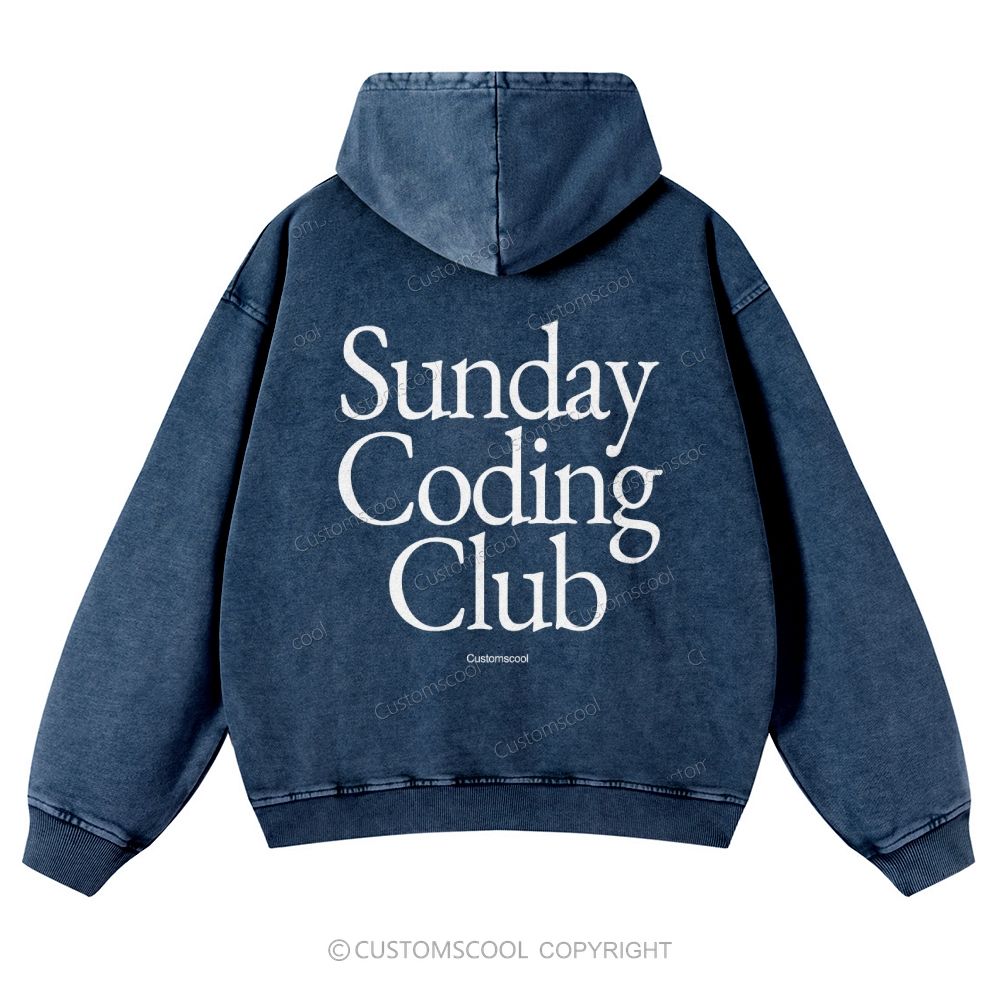 Sunday Coding Club Casual Washed Hoodie Customscool
