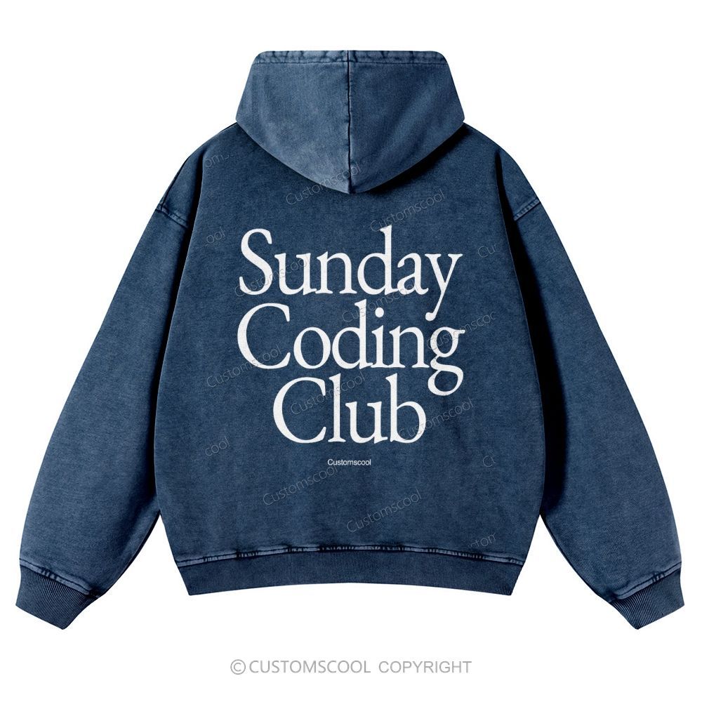 Sunday Coding Club Casual Washed Hoodie Customscool