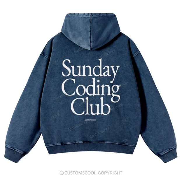 Sunday Coding Club Casual Washed Hoodie Customscool