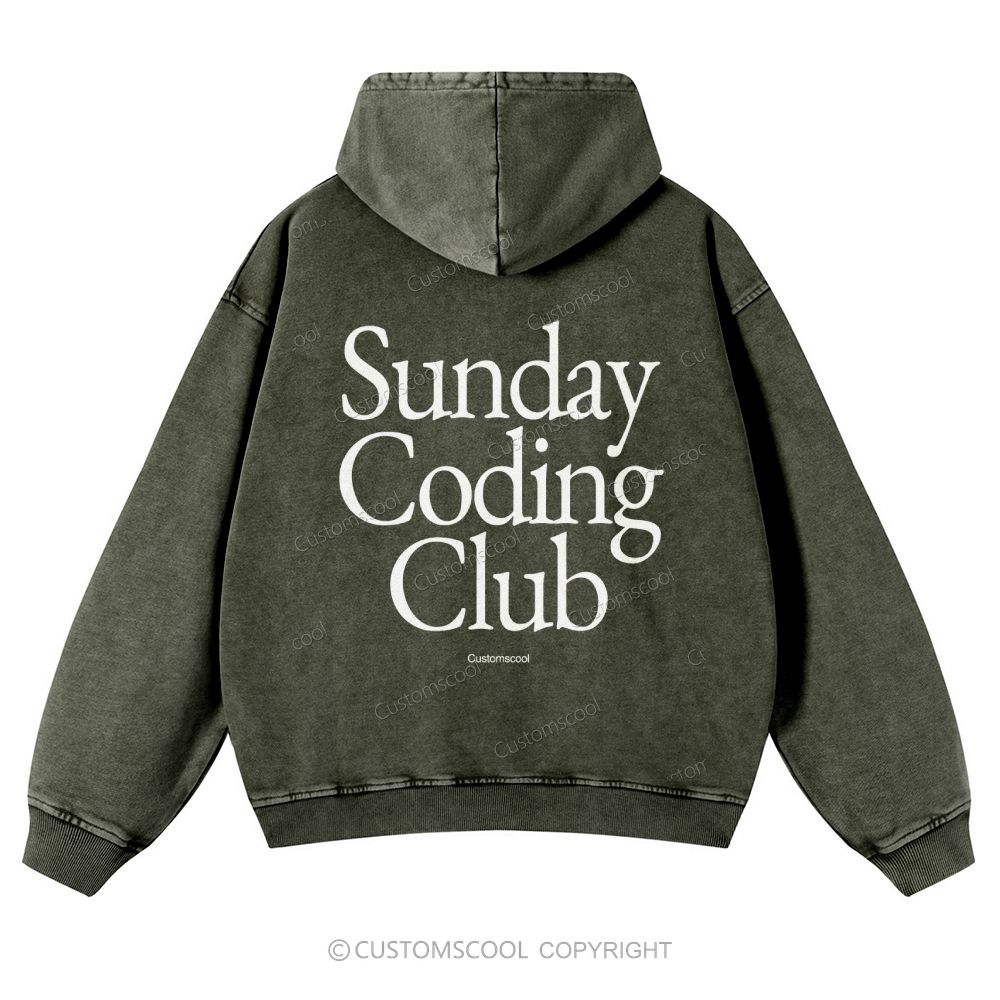 Sunday Coding Club Casual Washed Hoodie Customscool