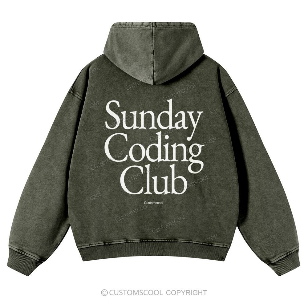 Sunday Coding Club Casual Washed Hoodie Customscool